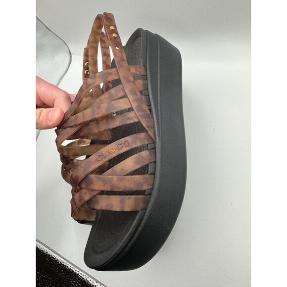 Crocs Brooklyn Tortoise Strappy Wedge Platform Sandals Women's Size 8 - Picture 5 of 11